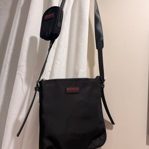 Guess Black Messenger Bag with Red Accents